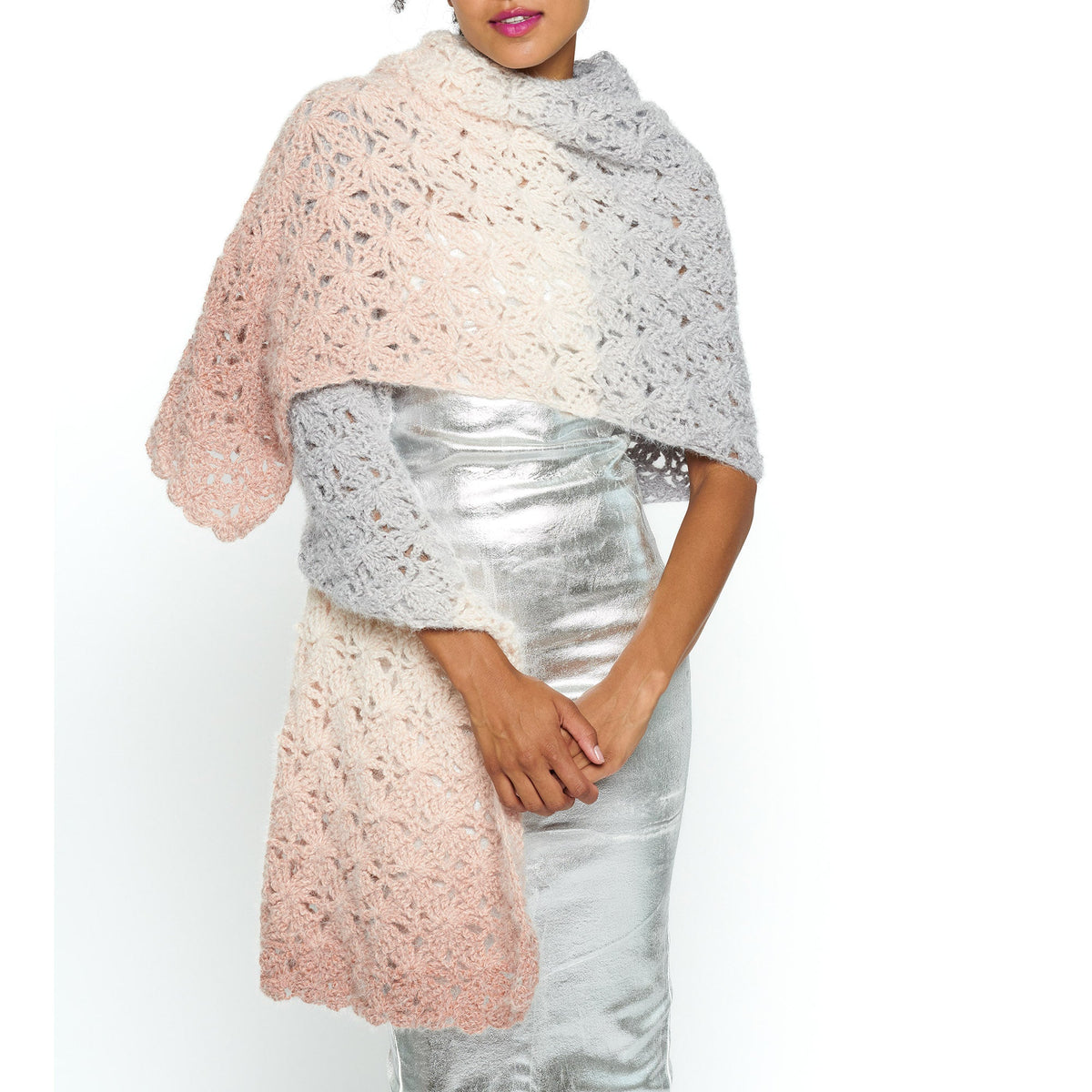 Crochet Shawl made in Caron Colorama Halo Perfect Phasing Yarn