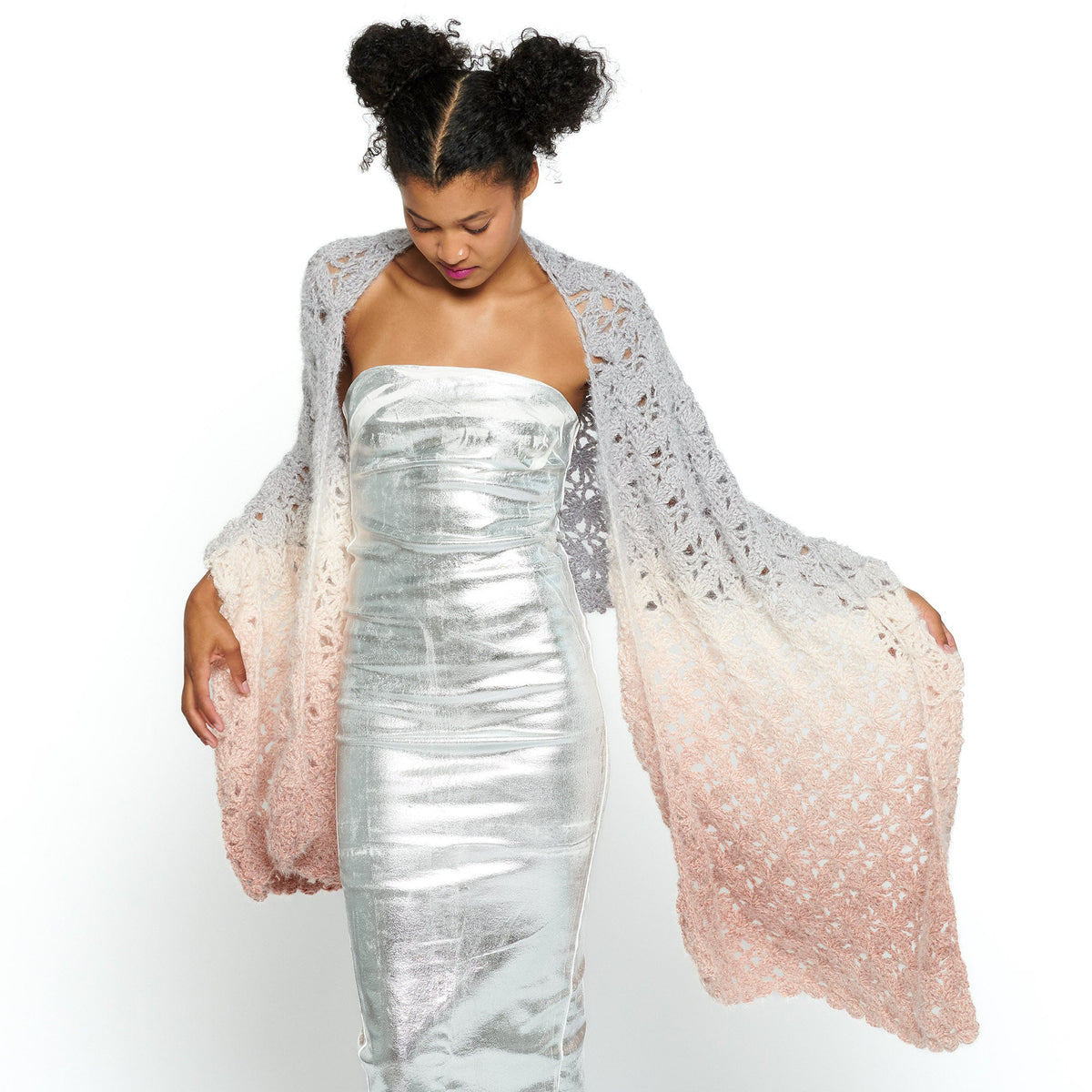 Crochet Shawl made in Caron Colorama Halo Perfect Phasing Yarn