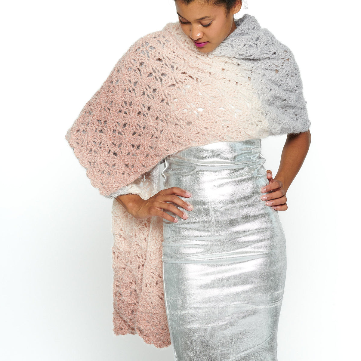 Crochet Shawl made in Caron Colorama Halo Perfect Phasing Yarn