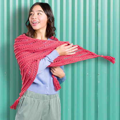 Caron Lace & Ribs Crochet Triangle Shawl Crochet Shawl made in Caron Yarn