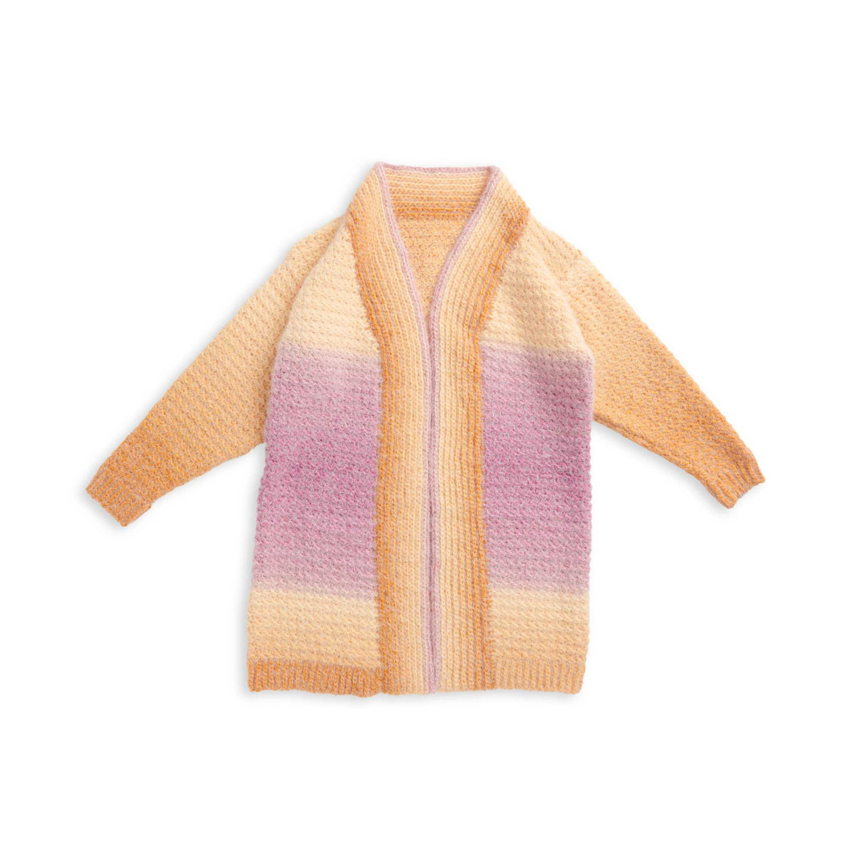 Crochet Cardigan made in Caron Colorama Halo Perfect Phasing Yarn