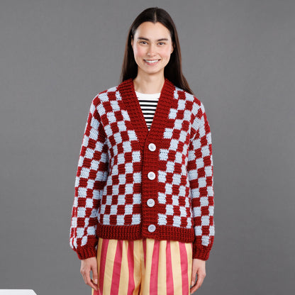 Caron Checkered Crochet Cardigan Version 2
