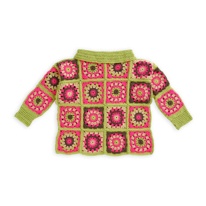 Caron Bright & Bold Crochet Granny Square Cardigan Crochet Cardigan made in Caron Simply Soft Yarn