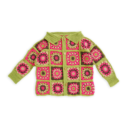 Caron Bright & Bold Crochet Granny Square Cardigan Crochet Cardigan made in Caron Simply Soft Yarn