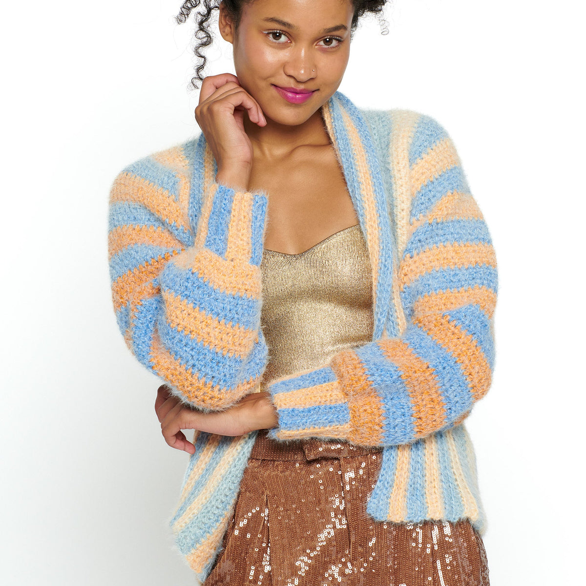 Crochet Cardigan made in Caron Colorama Halo Perfect Phasing Yarn