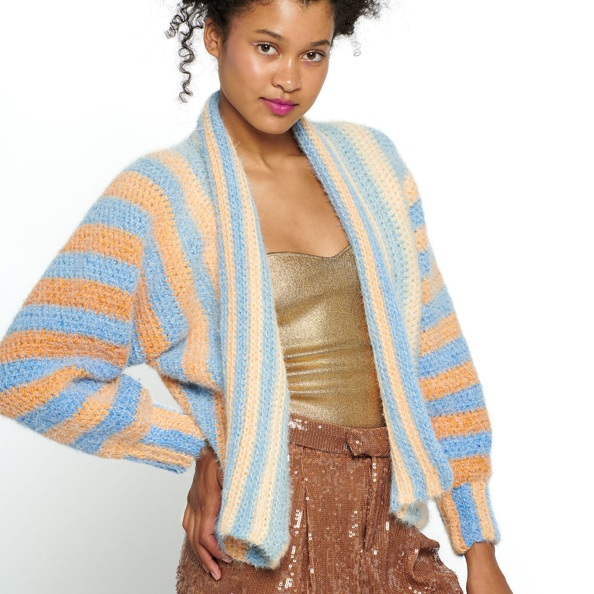 Crochet Cardigan made in Caron Colorama Halo Perfect Phasing Yarn