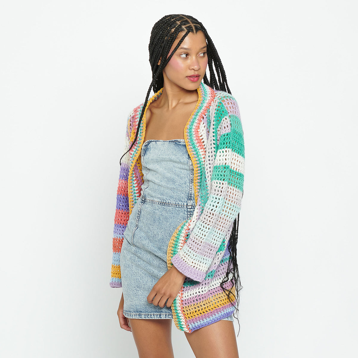 Crochet Cardigan made in Caron Skinny Cakes Yarn