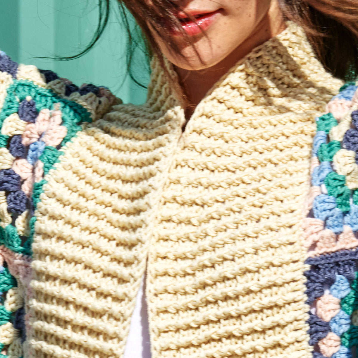 Crochet Cardigan made in Caron Colorama Bamboo Blend Yarn