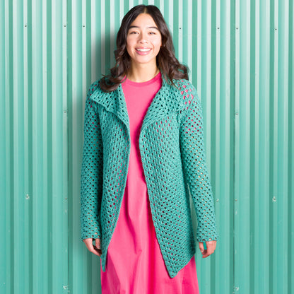 Caron Granny Cluster Crochet Cardigan Crochet Cardigan made in Caron Colorama Bamboo Blend Yarn