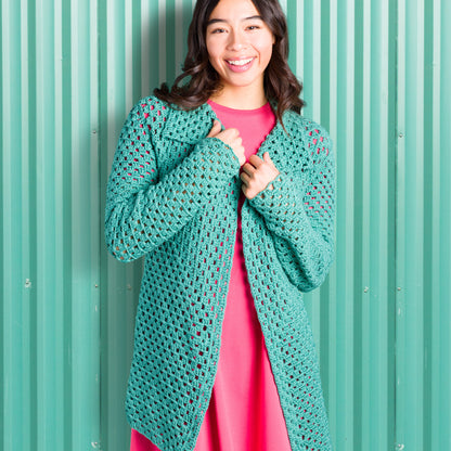 Caron Granny Cluster Crochet Cardigan Crochet Cardigan made in Caron Colorama Bamboo Blend Yarn