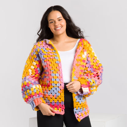 Caron Crochet Hexi-Cardigan Crochet Hexi-Cardigan made using Caron yarn