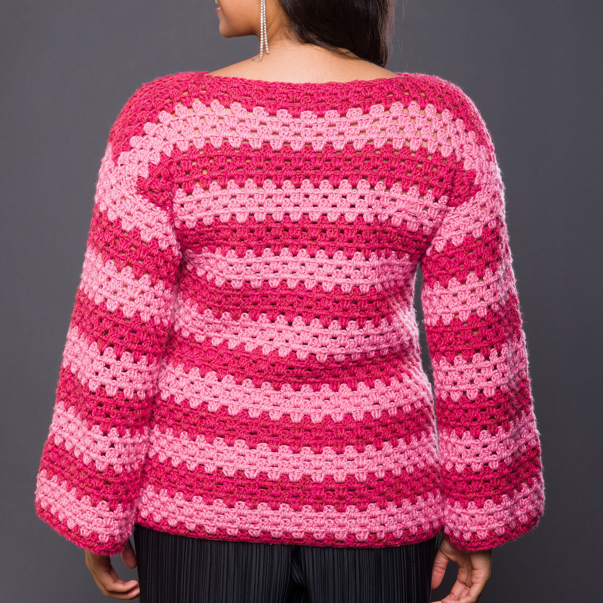 Slipper Pattern Caron Free Beginner Caron Statement Stripes Crochet Pullover Pattern ...