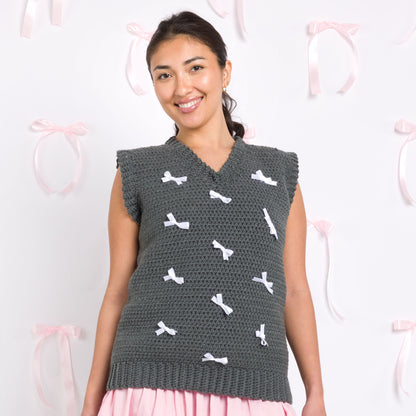 Caron Crochet Petite Bow Vest Caron Crochet Petite Bow Vest