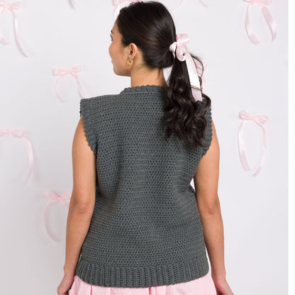 Caron Crochet Petite Bow Vest Caron Crochet Petite Bow Vest