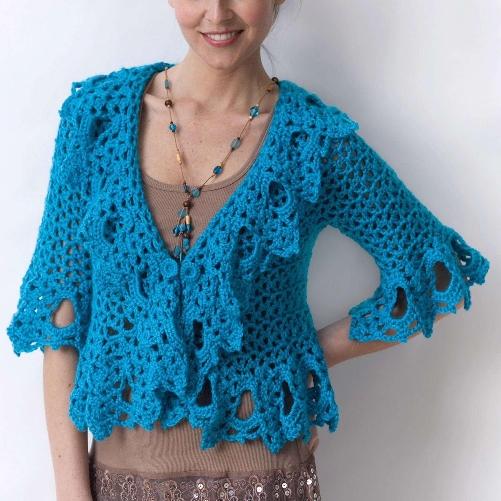 Free Caron Lacy Jacket Crochet Pattern