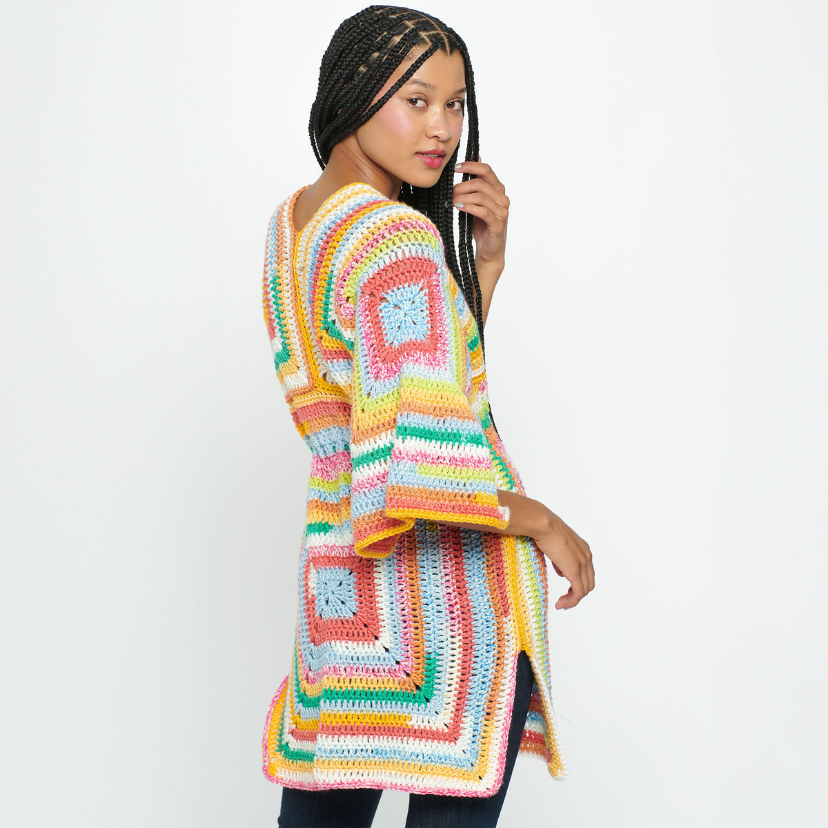 Crochet StripedTop made in Caron Cinnamon Swirl Cakes Yarn