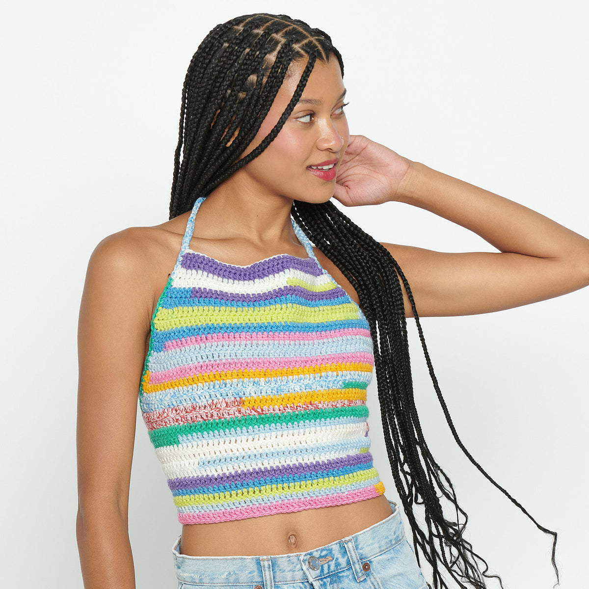 Crochet Top made in Caron Cinnamon Swirl Cakes Yarn