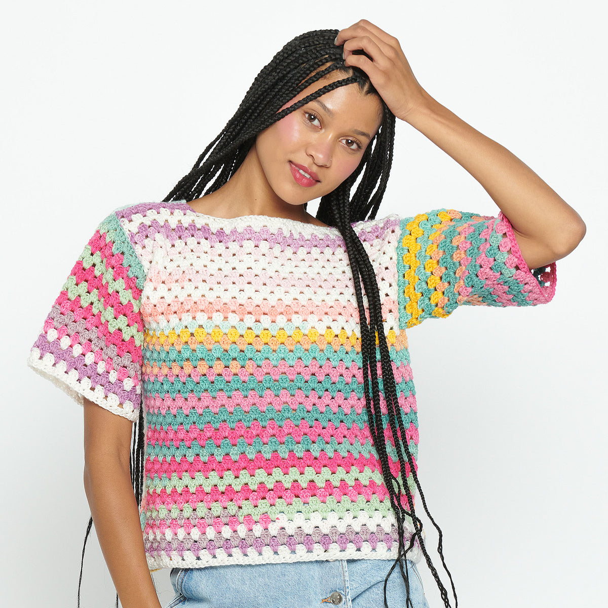 Crochet Top made in Caron Skinny Cakes Yarn