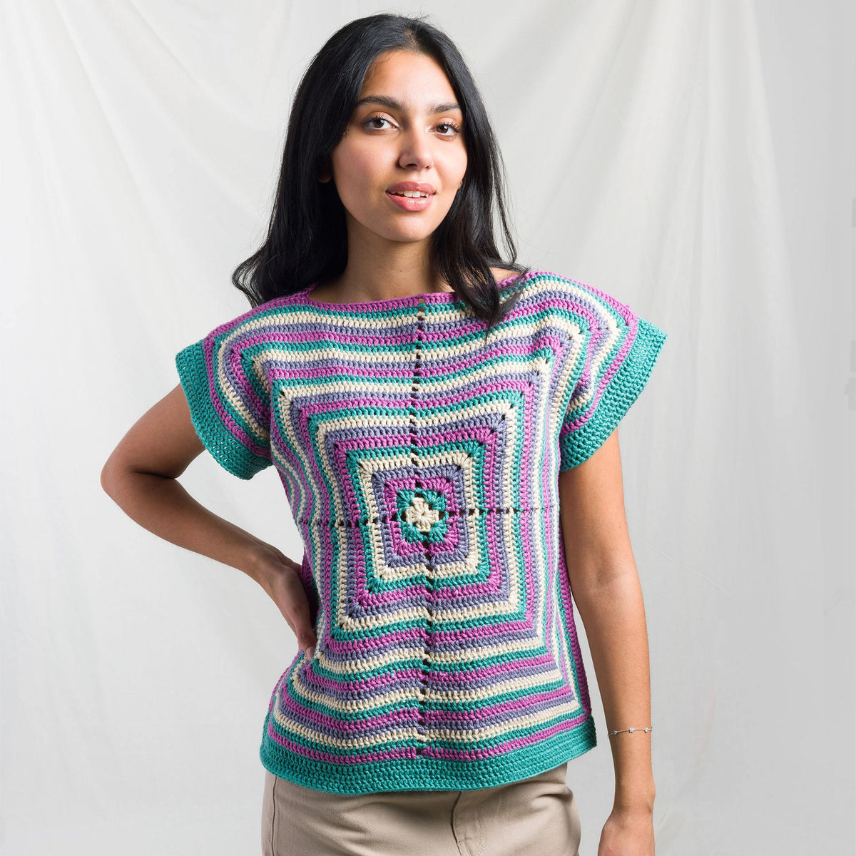 Crochet MotifTop made in Caron Yarn