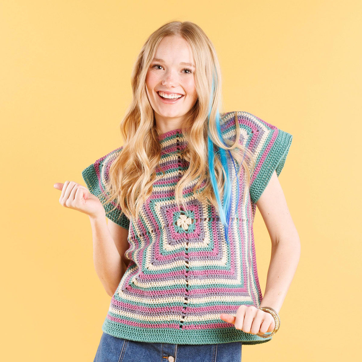 Crochet MotifTop made in Caron Yarn