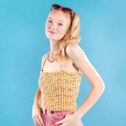 Caron Beginner Crochet Ribbed Top Crochet Top made in Caron Colorama Bamboo Blend Yarn