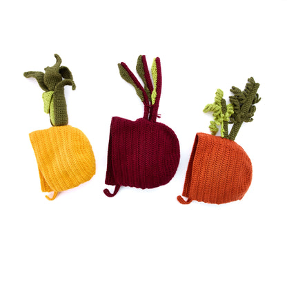 Caron Fruits & Veggies Fancy Dress Crochet Bonnets All Variants