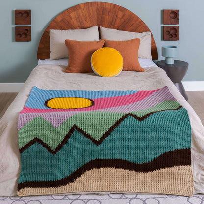 Caron Sunshine Summit Intarsia Crochet Blanket Crochet  made in Caron One Pound  yarn