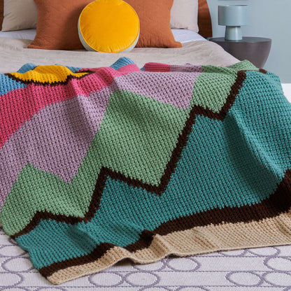 Caron Sunshine Summit Intarsia Crochet Blanket Crochet  made in Caron One Pound  yarn