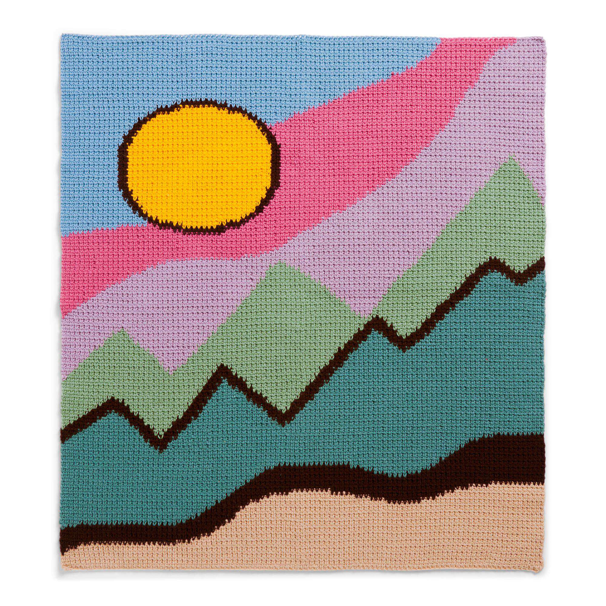 Free Caron Sunshine Summit Intarsia Blanket Crochet Pattern
