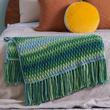 Caron Crochet Alpine Stitch Blanket Crochet  made in Caron Jumbo Ombre yarn