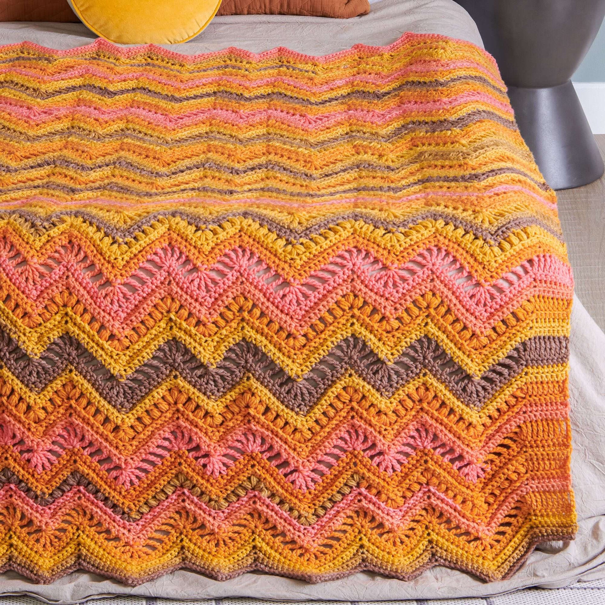 Free Caron Crochet Rocky Ripples Blanket Pattern