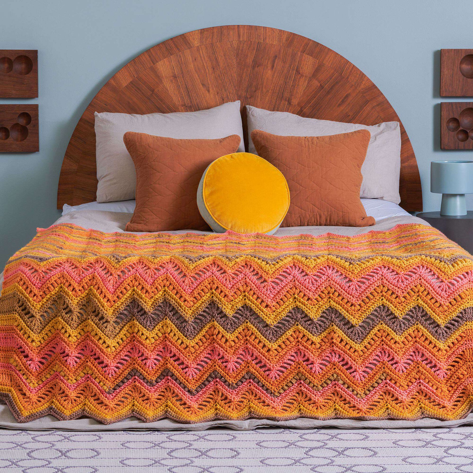 Free Caron Crochet Rocky Ripples Blanket Pattern