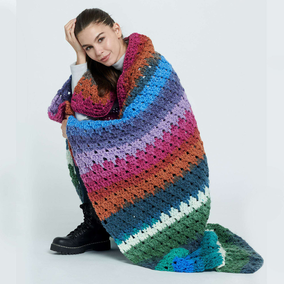 Crochet Blanket made in Caron Anniversary Cakes Yarn