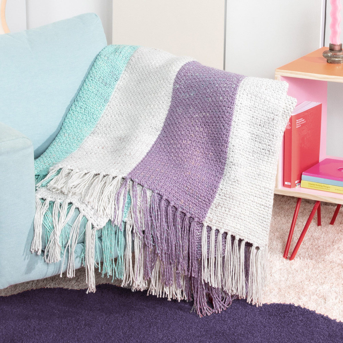 Crochet Blanket made in Caron Jumbo Twirl Yarn