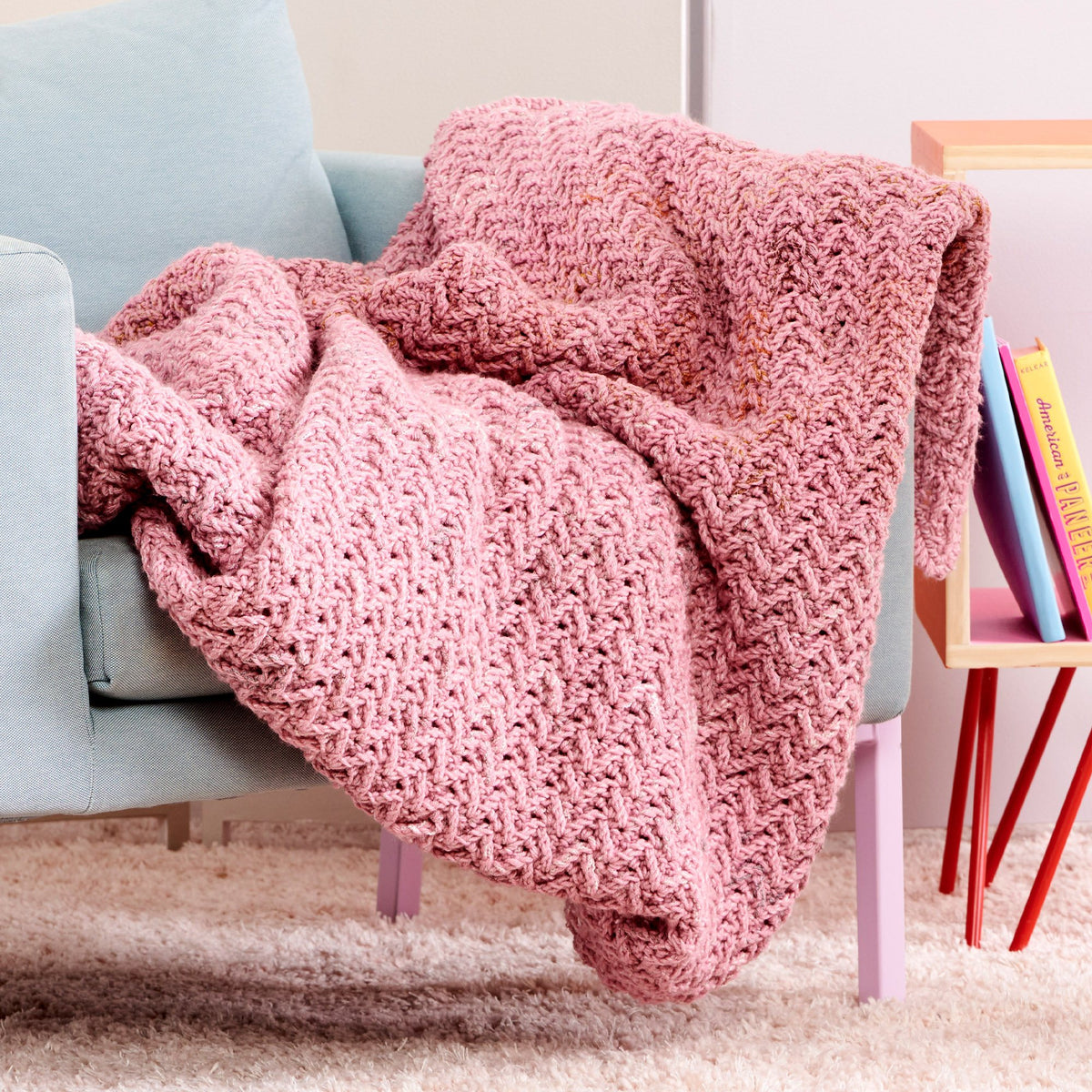 Crochet Blanket made in Caron Jumbo Twirl Yarn