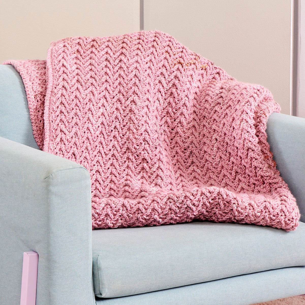 Crochet Blanket made in Caron Jumbo Twirl Yarn
