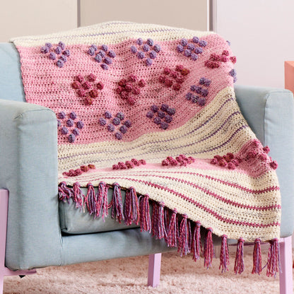 Caron Crochet Bobble Heart Blanket Crochet Blanket made in Caron Jumbo Twirl Yarn