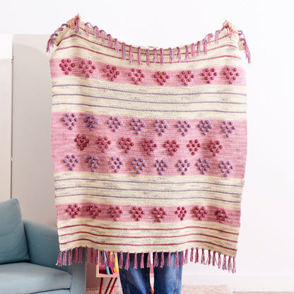 Caron Crochet Bobble Heart Blanket Crochet Blanket made in Caron Jumbo Twirl Yarn