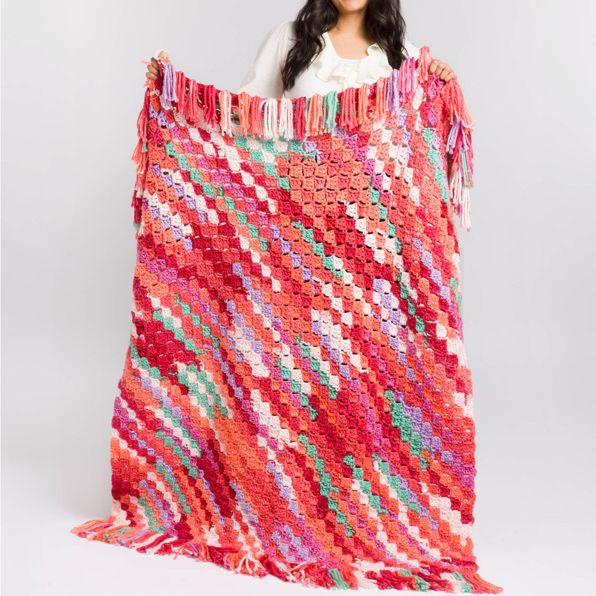 From Here To There Crochet Blanket made using Caron yarn