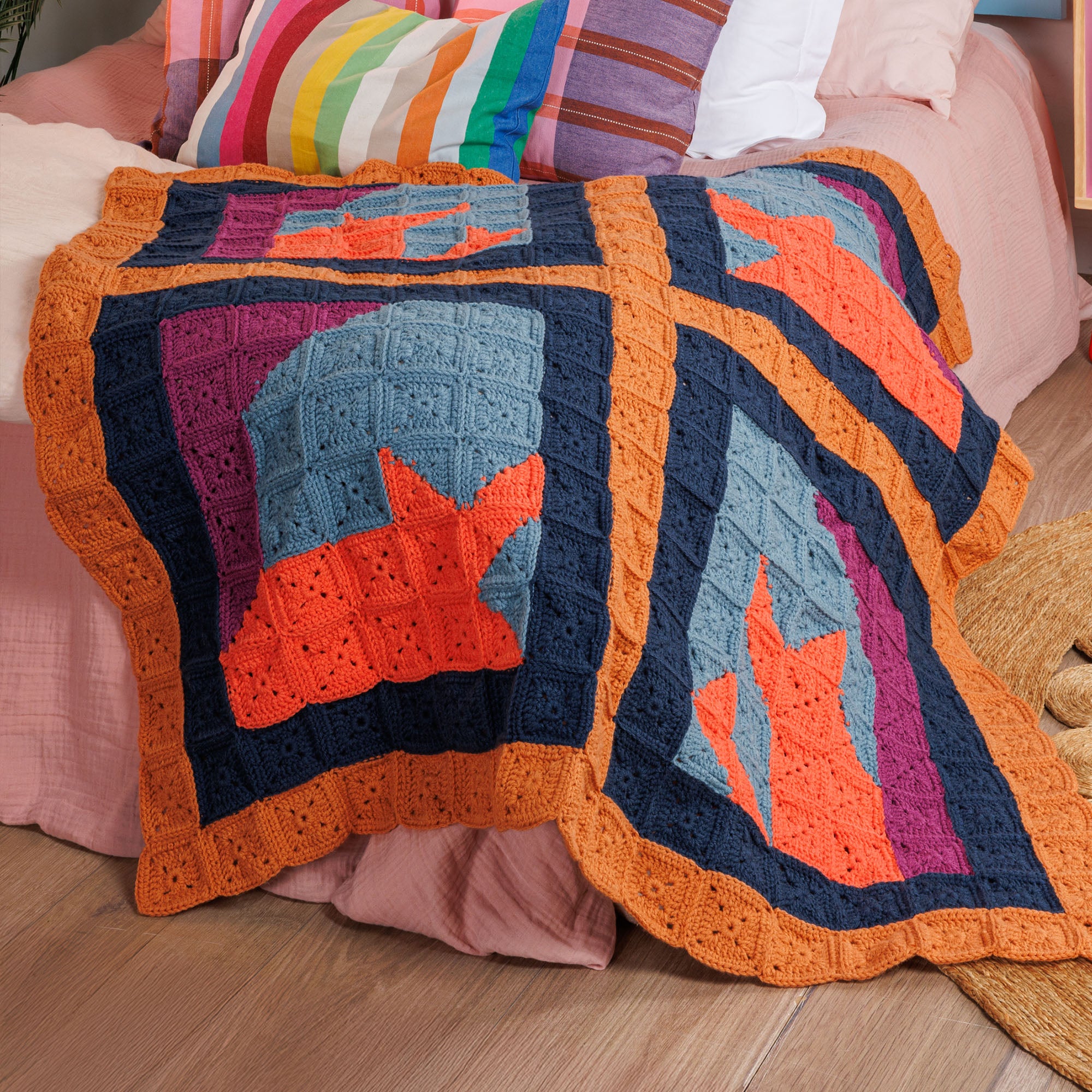 Free Easy Caron Crochet Feline Framework Quilt Pattern