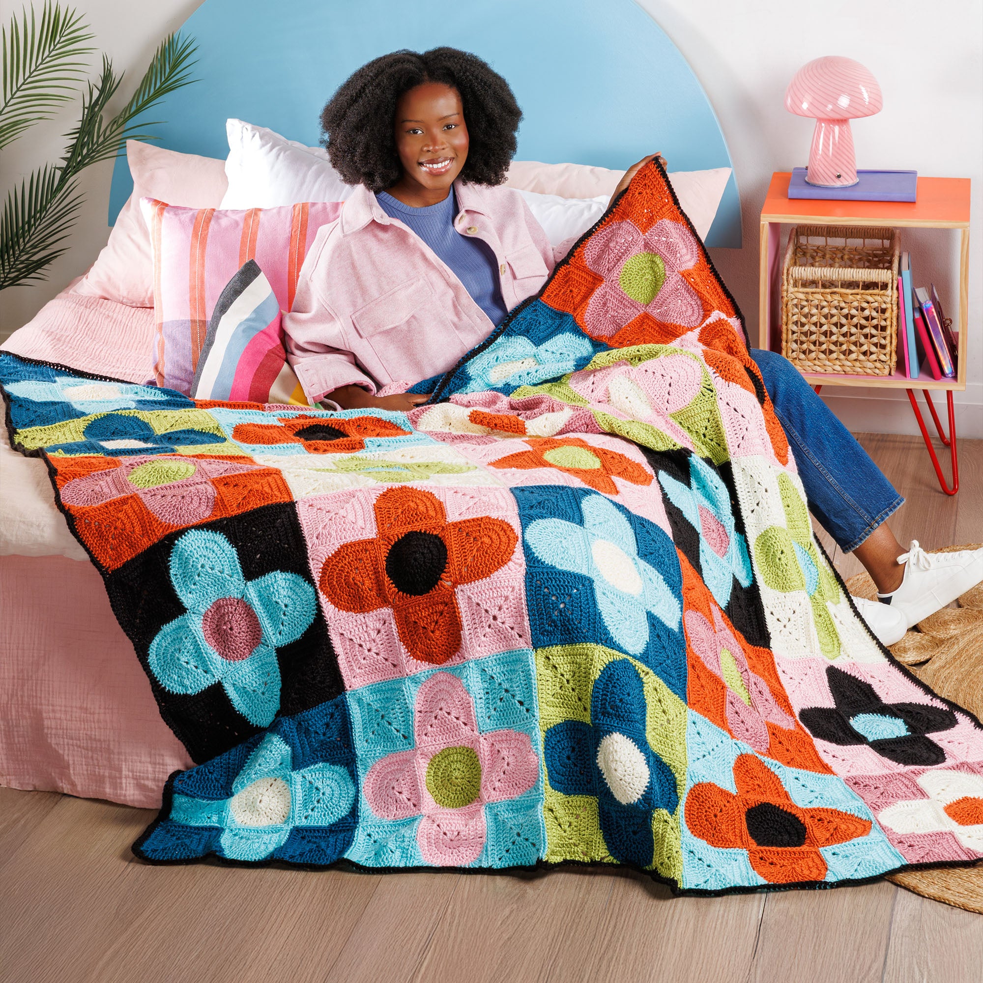 8+ Crochet Quilt Patterns Free Intermediate Caron Floral Flux Crochet Quilt Pattern | Yarnspirations