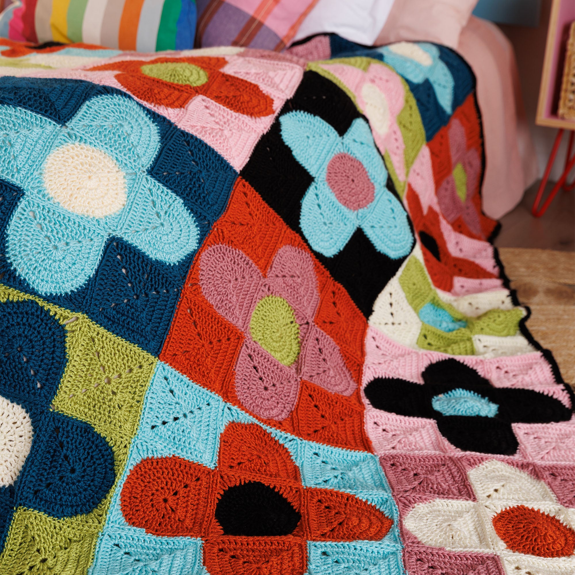 8+ Crochet Quilt Patterns Free Intermediate Caron Floral Flux Crochet Qui
lt Pattern | Yarnspirations
