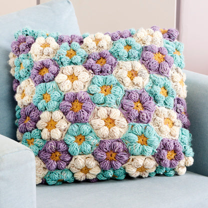 Caron Crochet Puffy Petals Pillow Crochet Pillow made in Caron Yarn