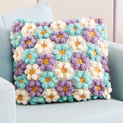 Caron Crochet Puffy Petals Pillow Crochet Pillow made in Caron Yarn