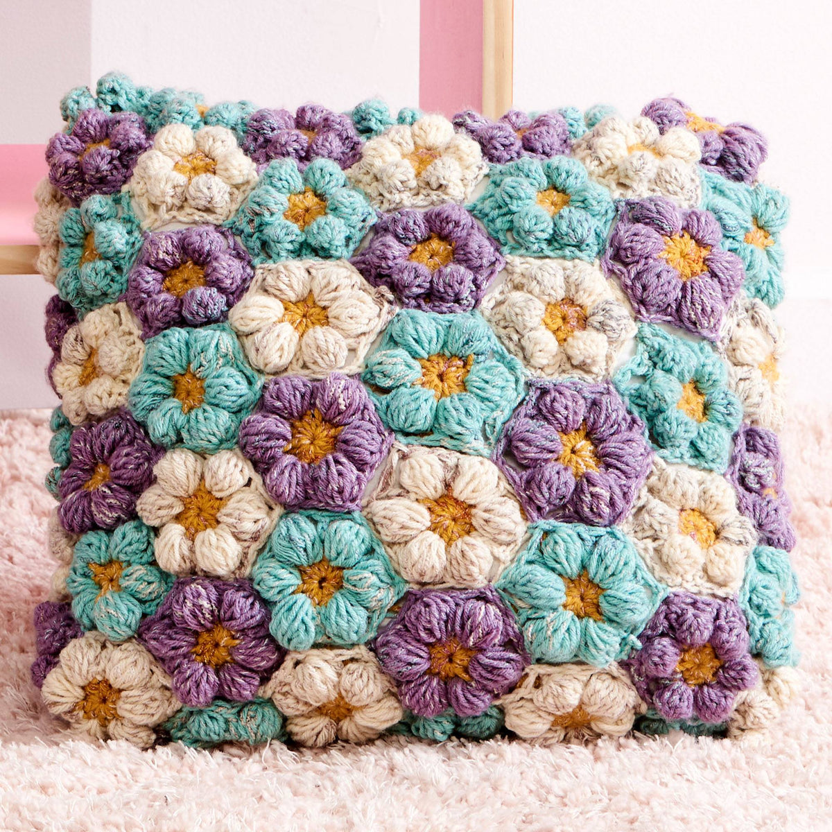Crochet Pillow made in Caron Yarn