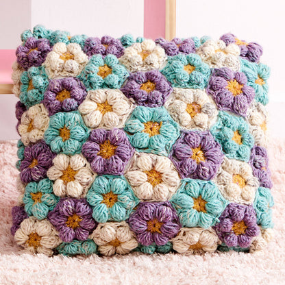 Caron Crochet Puffy Petals Pillow Crochet Pillow made in Caron Yarn