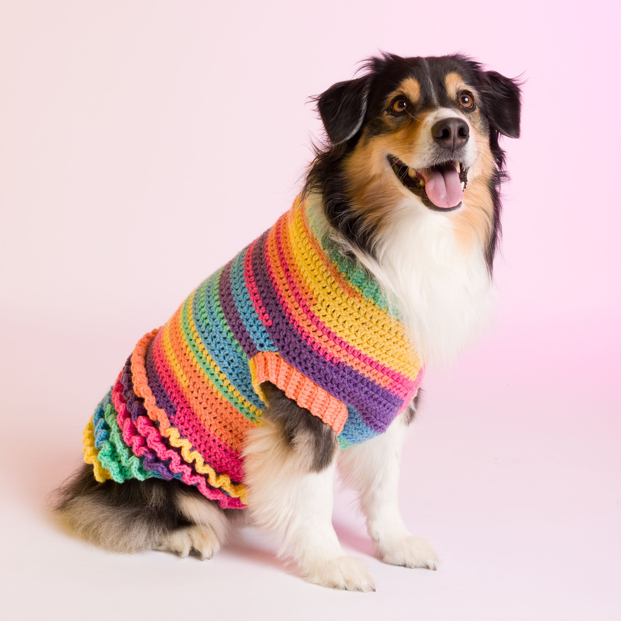 Free Easy Caron Ruffle Love Crochet Dog Coat Pattern