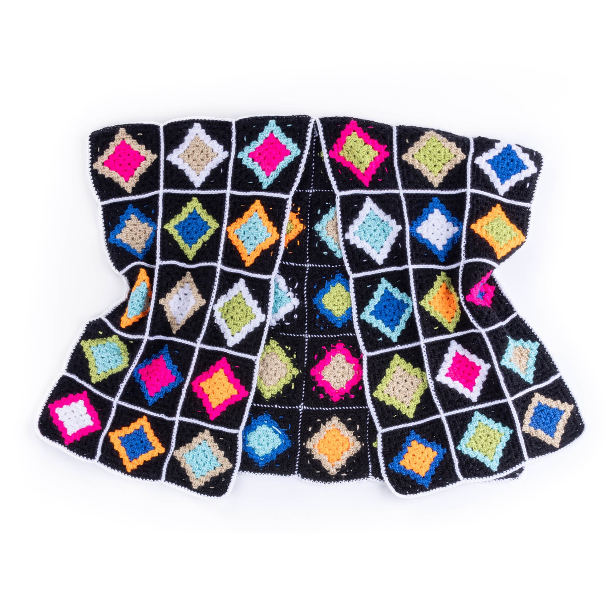 Free Easy Caron Crochet Diamond Tile Motifs Ruana Pattern | Yarnspirations
