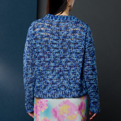 Caron Aurora Sheen Crochet Cardigan Ocean Wave