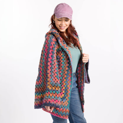 Caron Crochet Hooded Hexi Cardigan Caron Crochet Hooded Hexi Cardigan